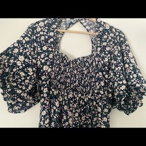 Square Neck Puffy Sleeve Shift Maxi Dress NWT